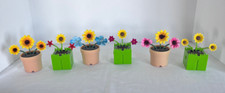 Solar Powered Dancing 6 Flowers Yellow Pink Blue Used