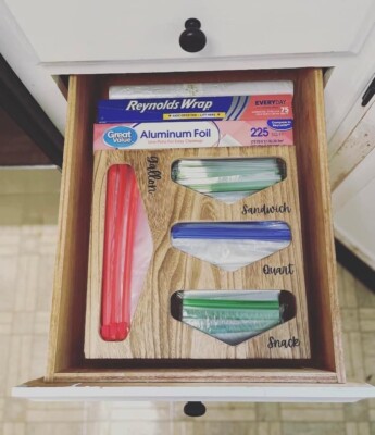 Ziploc Bag Storage Organizer and Dispenser for Kitchen Drawer