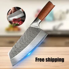 Handmade Damascus Forged Chinese Chef's Kitchen Knife Vegetable Chopping Cleaver