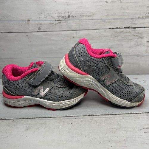 New Balance 680 V5 Tech Ride Kids Sneaker Size 6 Gray/Pink 680v5 Techride Child