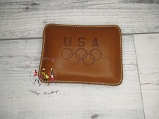 Vintage COACH British Tan/Black Leather USOC Olympic Bean Bag Paper Weight - EVC