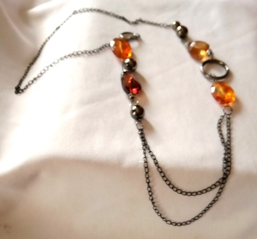Multicolor Beaded Necklace Women's 36 Inches Vintage Black Chain - Picture 9 of 13