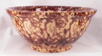 Bennington Spongeware Bowl Yellowware Stoneware Brown Sponge Primitive Antique