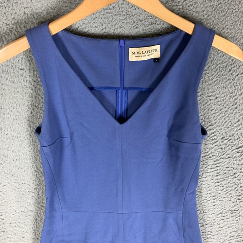 MM Lafleur Rachel Kleid Größe 4 Blau Ärmellos Ponte V-Ausschnitt Arbeit Büro Etui - Bild 2 von 11