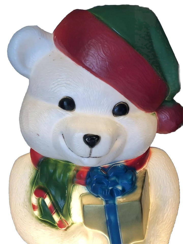 Vintage General Foam Plastics White Teddy Bear Christmas Blow Mold eBay
