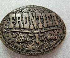 Las Vegas Belt Buckle Casino Frontier Hotel 1980s Oval 3.0 x 2.5 in VGC