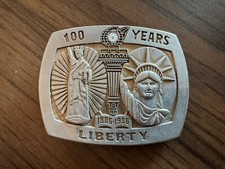 Vintage 1886-1986 100 Years of Liberty Belt Buckle - Sterling Treasury