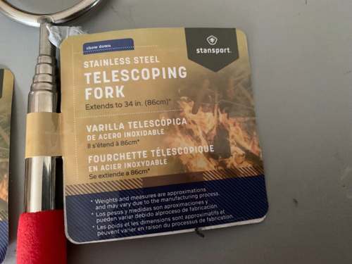 FOUR STAINLESS STEEL BACKYARD CAMPFIRE ROASTING TELESCOPING FORKS Extends to 34" - Picture 2 of 2