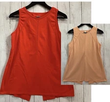 Lot Of 2 Athleta Foothill Seamless Split Back Tank Top Red Peach  Small *read*