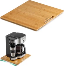 Bamboo Appliance Slider, Sliding Tray Coffee Maker Kitchen Countertop Appliance 