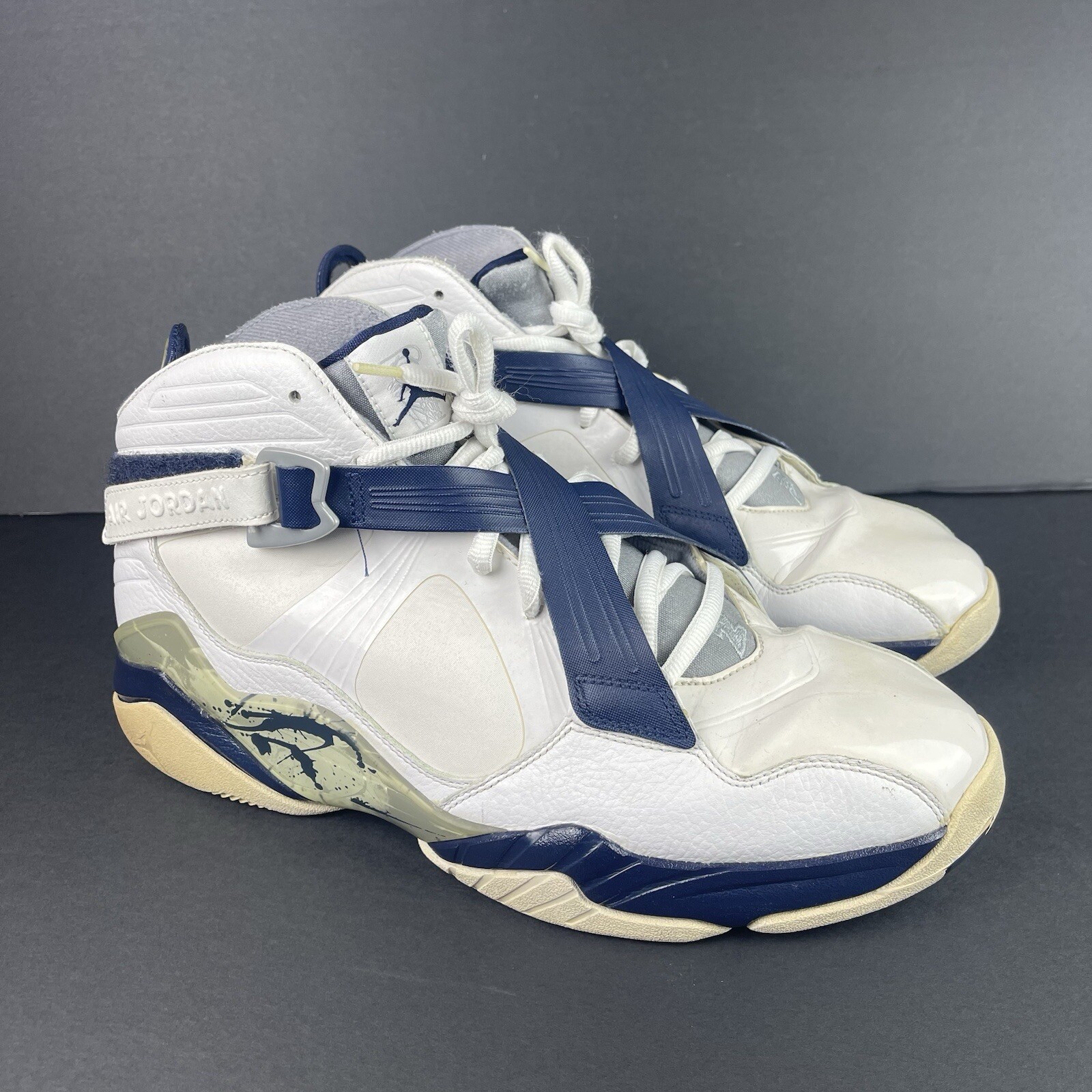 Air Jordan 8.0 Playoffs White Midnight Navy 467807106 Men's