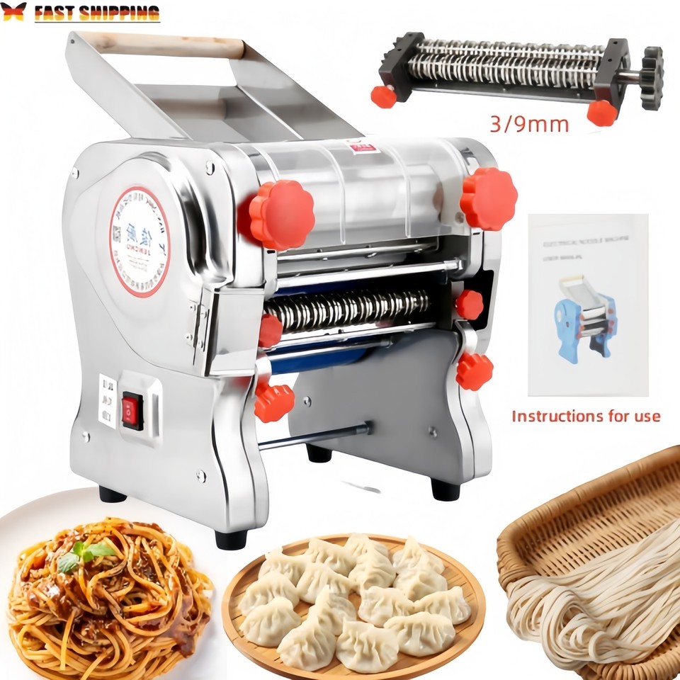 Elektrische Nudelmaschine Edelstahl-Teigausrollmaschine 3mm/9mm mit Giveaway DE
