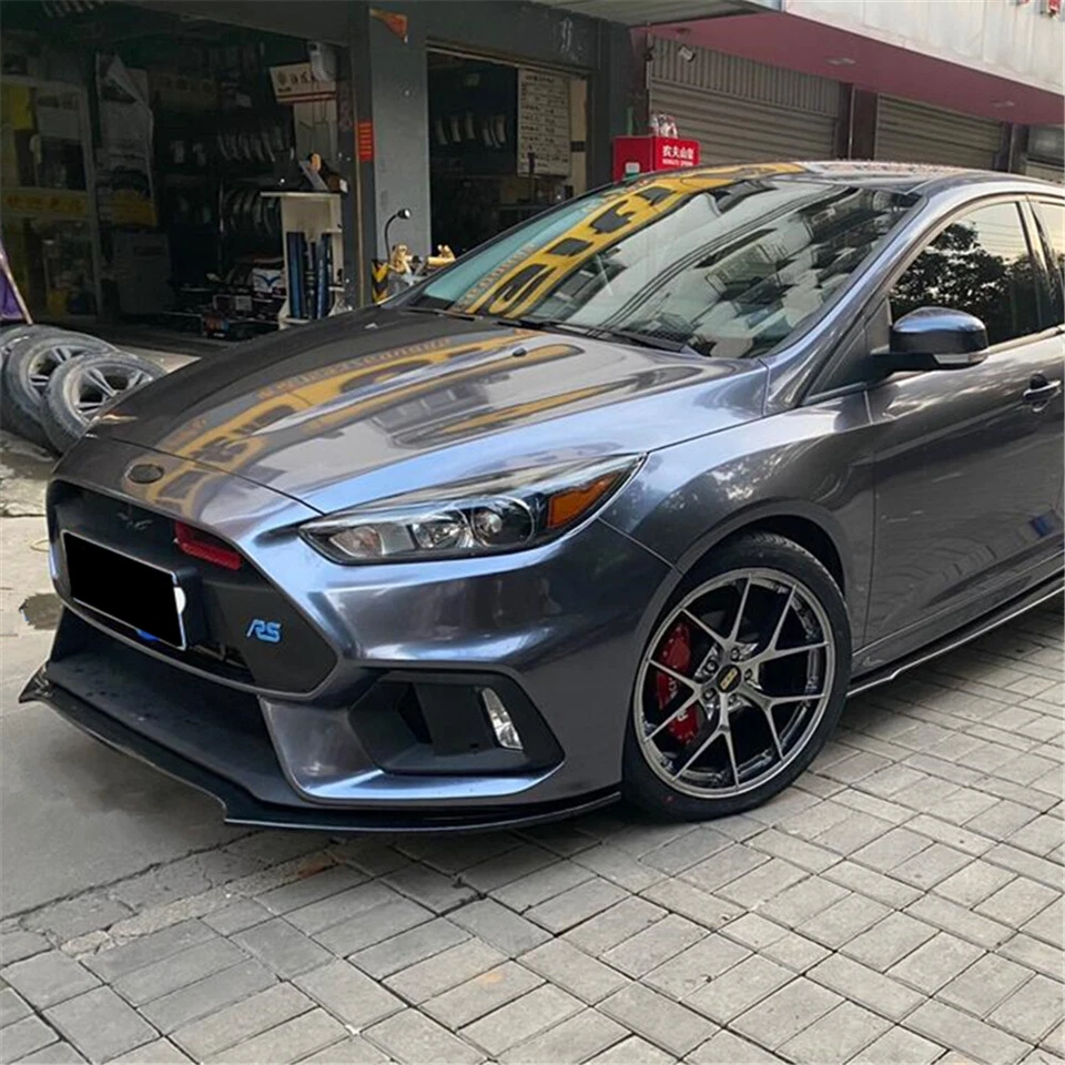 Fit For FORD Focus ST RS 2016-2018 Front Bumper Lip Spoiler Splitter Gloss Black Foto 4 de 4