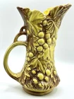 McCoy Grapes And Leaves Pitcher Vintage Brown Yellow Signed