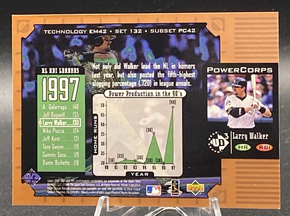 1998 Upper Deck UD3 - Bronze power Corps #132 Larry Walker - Image 2 of 2