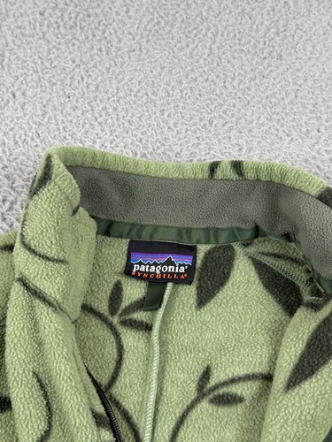 VINTAGE Patagonia Synchilla Vest Womens Small* Green Fleece Floral Full Zip Logo - Picture 4 of 12