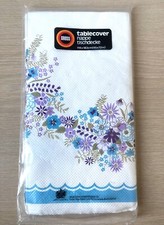 Vintage Paper Table Cloth Floral 1970s New Unused New Old Stock Purple & Blue