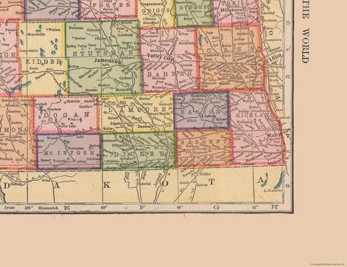 Historische Staatskarte - North Dakota - Hammond 1910 - 29,85 x 23 - Vintage Wandbild - Bild 3 von 20