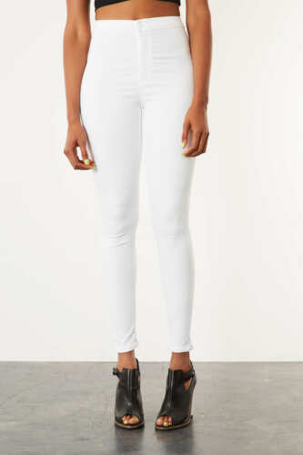Jean Blanc Délavé Topshop Moto Joni - Taille 26, Jambe 27 - Femme, Coupe Basse