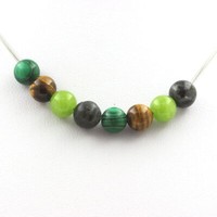 Steine Und Mineralien. Halskette Perlen Tigerauge + Peridot + Labradorit + Mal