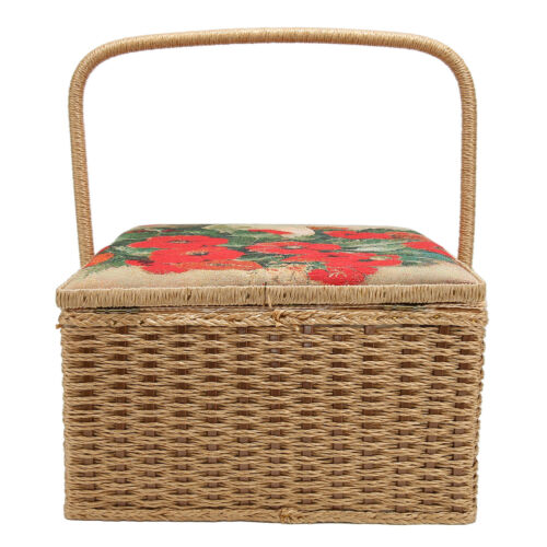 Sewing Basket Extra Large Capacity Sewing Kit Storage Box Dual Layer Vintage - Picture 10 of 12