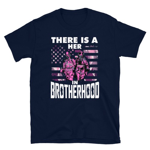 There Is A Her In Brotherhood - Female Firefighter print T-shirt - Picture 3 of 3