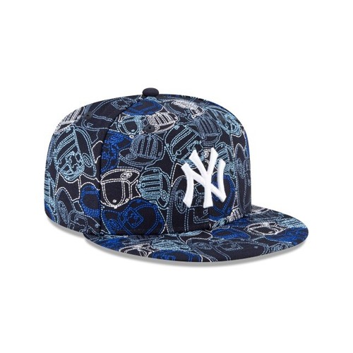 NEW ERA 7 3/4 NEW YORK YANKEES CAP CHAOS 59FIFTY FITTED CAP HAT BLUE - Picture 3 of 7