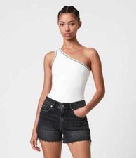 Image of All Saints Bodysuit Women's Freyla One Shoulder Bodycon Sleeveless Stretch