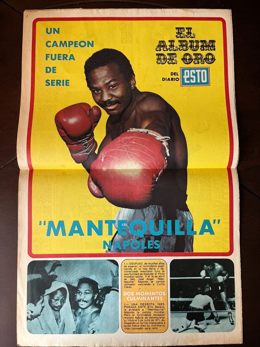 VTG Mexican Newspaper Supplement Poster MANTEQUILLA NAPOLES BOXER Boxing  70's