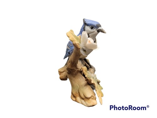 Lefton Blue Jay Bird Figurine Bisque Hand Painted #03993 3" T Vintage 1982 - Picture 4 of 9