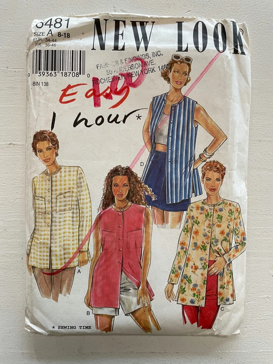 New Look 6481 Sewing Pattern Misses Vests Halter Tops Size 8 18