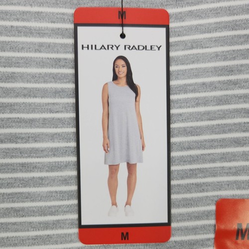 Vestido sin mangas Hilary Radley para mujer mediano informal a rayas gris blanco sin mangas - Imagen 7 de 11