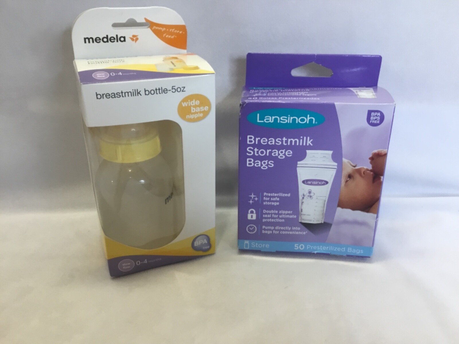 MEDELA BREASTMILK BOTTLE 5 OZ + 50 Lansinoh Milk Storage Bags New
