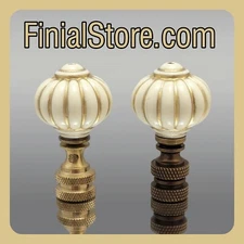 Ivory/Gold, Acrylic, Lenox Style Lamp Finials Polished or Antique Brass Bases