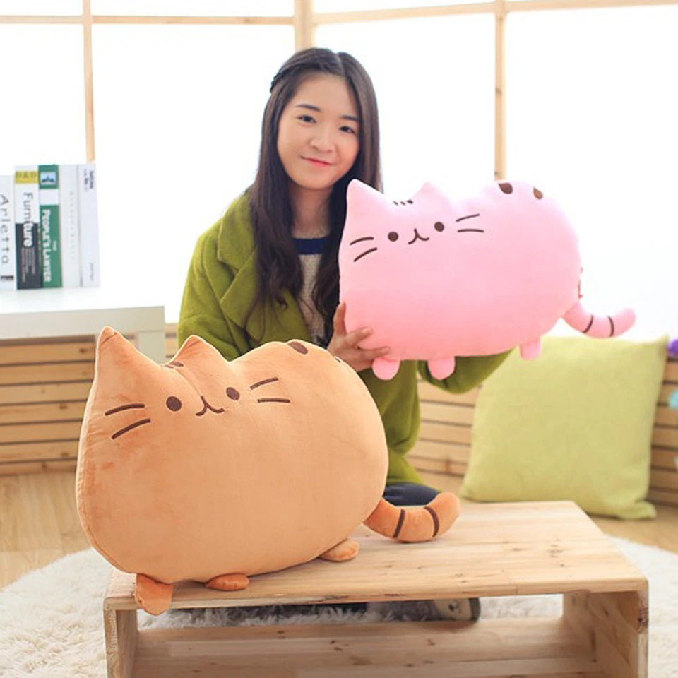 Almofada de pelúcia para gatos dos desenhos animados travesseiro de pelúcia gatinho brinquedo infantil boneca decoração para casa - Imagem 3 de 4