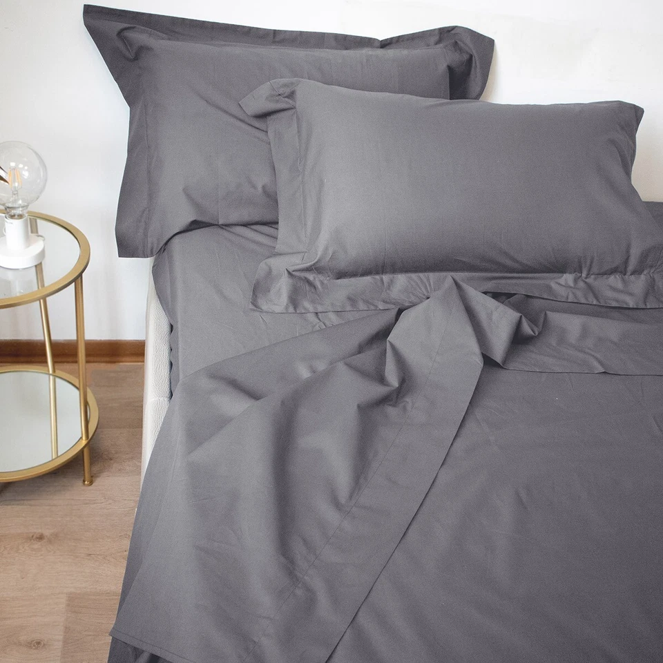 Lenzuola Completo 100% Cotone Percalle 3 Volant con Federe Extra Qualità - Immagine 2 di 3