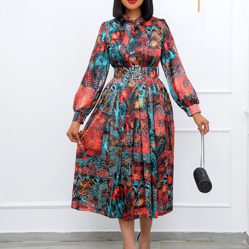 African Clothes Women Shirts Dress Cocktail Party High Waist Slim Gown Plus Size - Picture 26 of 33