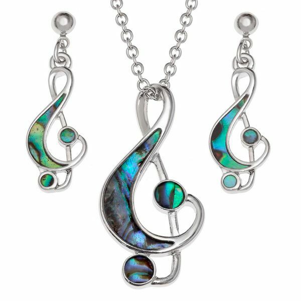 Treble Clef Necklace & Earrings Set - Music Gift - Gift for Musicians