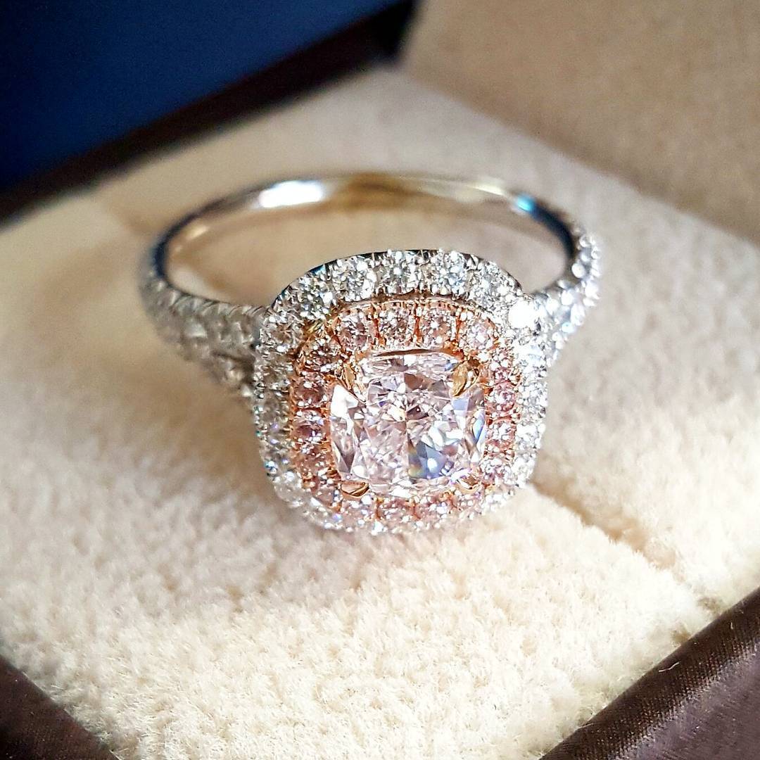 2.60 Ct Natural Double Halo Split Shank Pink Diamonds 2.60 Ct Natural Double Halo Split Shank Pink Diamonds