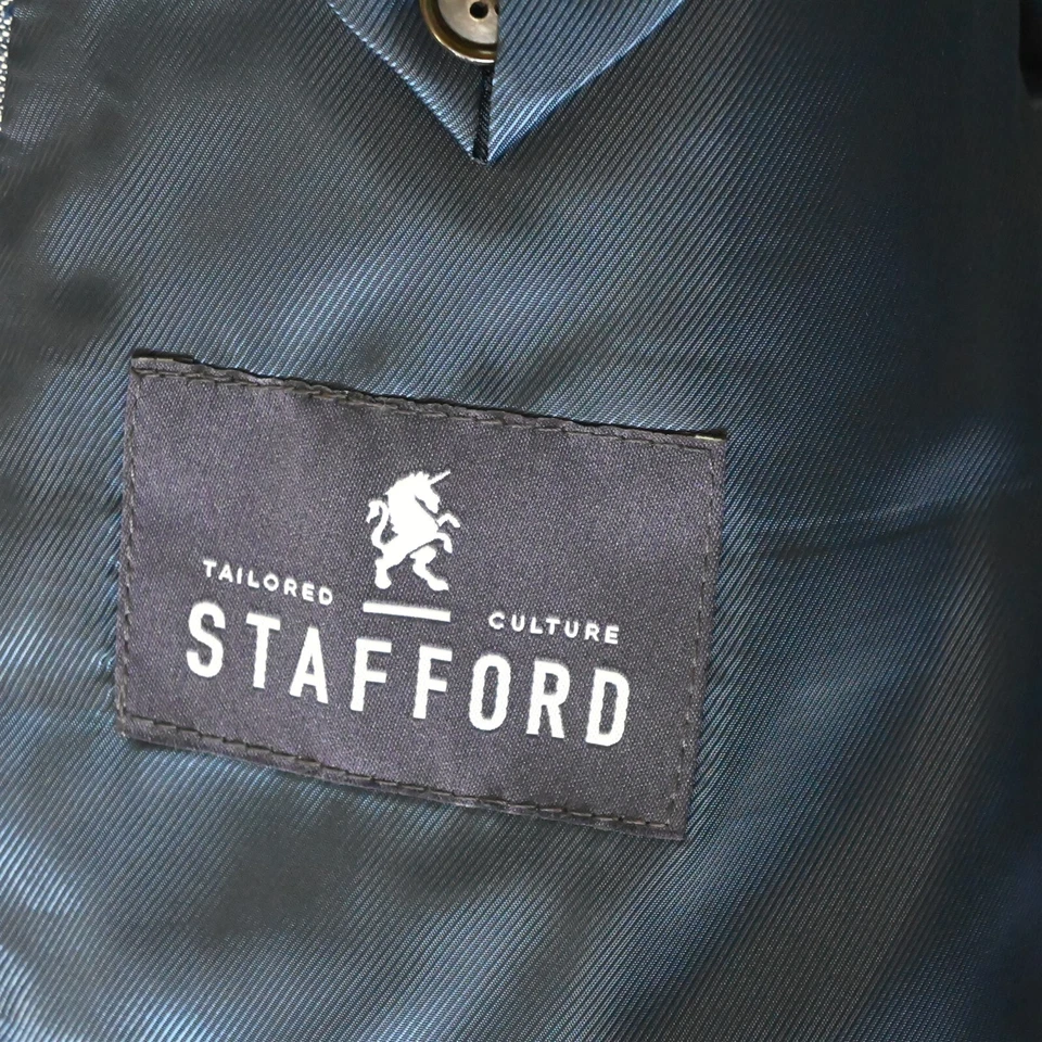 Stafford 50R Blue Linen Cotton Classic Mens Blazer Suit Jacket Sport Coat - Image 4 of 4