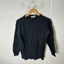 Vintage Guernsey Jumper Mens Small Black Wool Fisherman Knit Made In Scotland