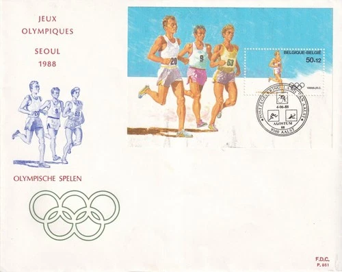 G016 Belgium 1988 Seoul Olympic Games fdc