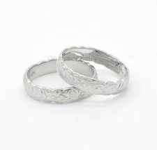 Solid 925 Sterling Silver 4mm Hawaiian Heirloom Scroll Ring Wedding Band