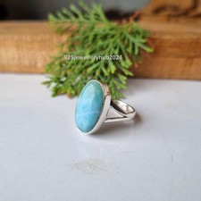 Beautiful Larimar Gemstone Ring 925 Sterling Silver Wedding Gift Ring PG6493