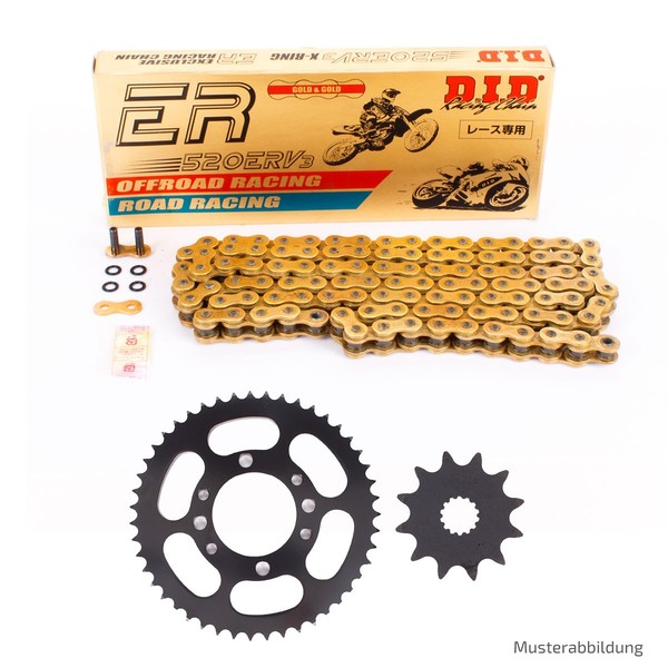 DID Kettensatz FüR Husqvarna TE 350 1990-1995 Mit Kette ERV3 Niet Gold-image