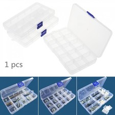Plastic Storage Box 15 Grids Case Jewelry Bead Screw Organizer Container Clear