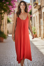Nicole Miller New York Orange Maxi Dress L Boho Resort Vacation Flowy Mullet