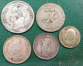 x5 Silbermünzen Bolivien Portugal Niederlande Ägypten Schweiz 1897 1946