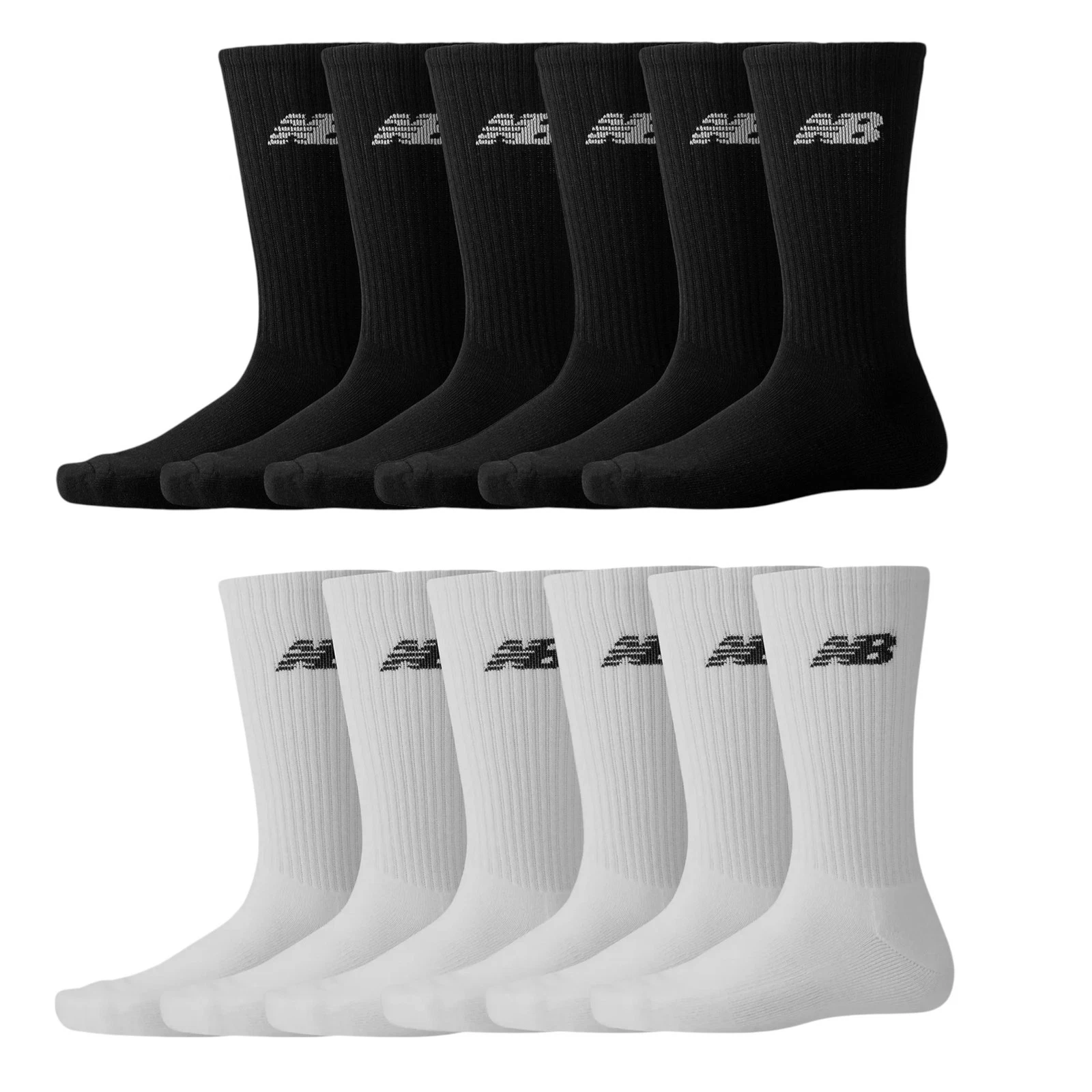 New Balance 6 Pack Socks Mens Everyday Crew Poly Cotton Trainers New Sock
