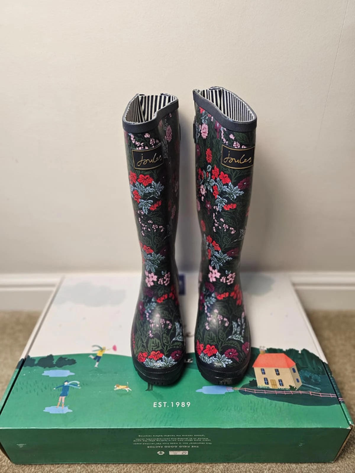 New In Box Joules Field Welly Art Floral Print Wellington Boots RRP 59.95 UK 5 image 7